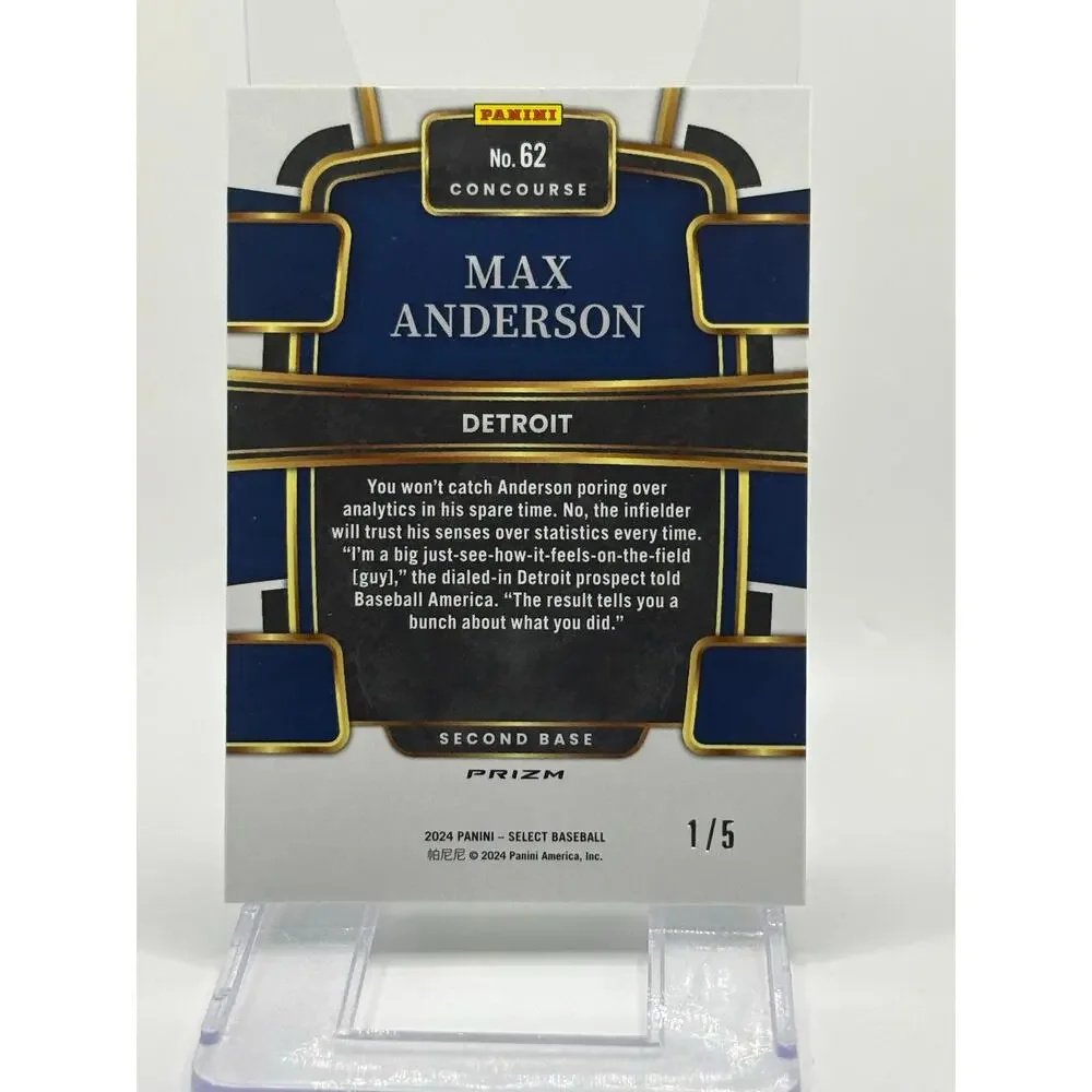 2024 Panini Select Max Anderson Green Prizm Refractor 1/5 SSP Detroit Tigers